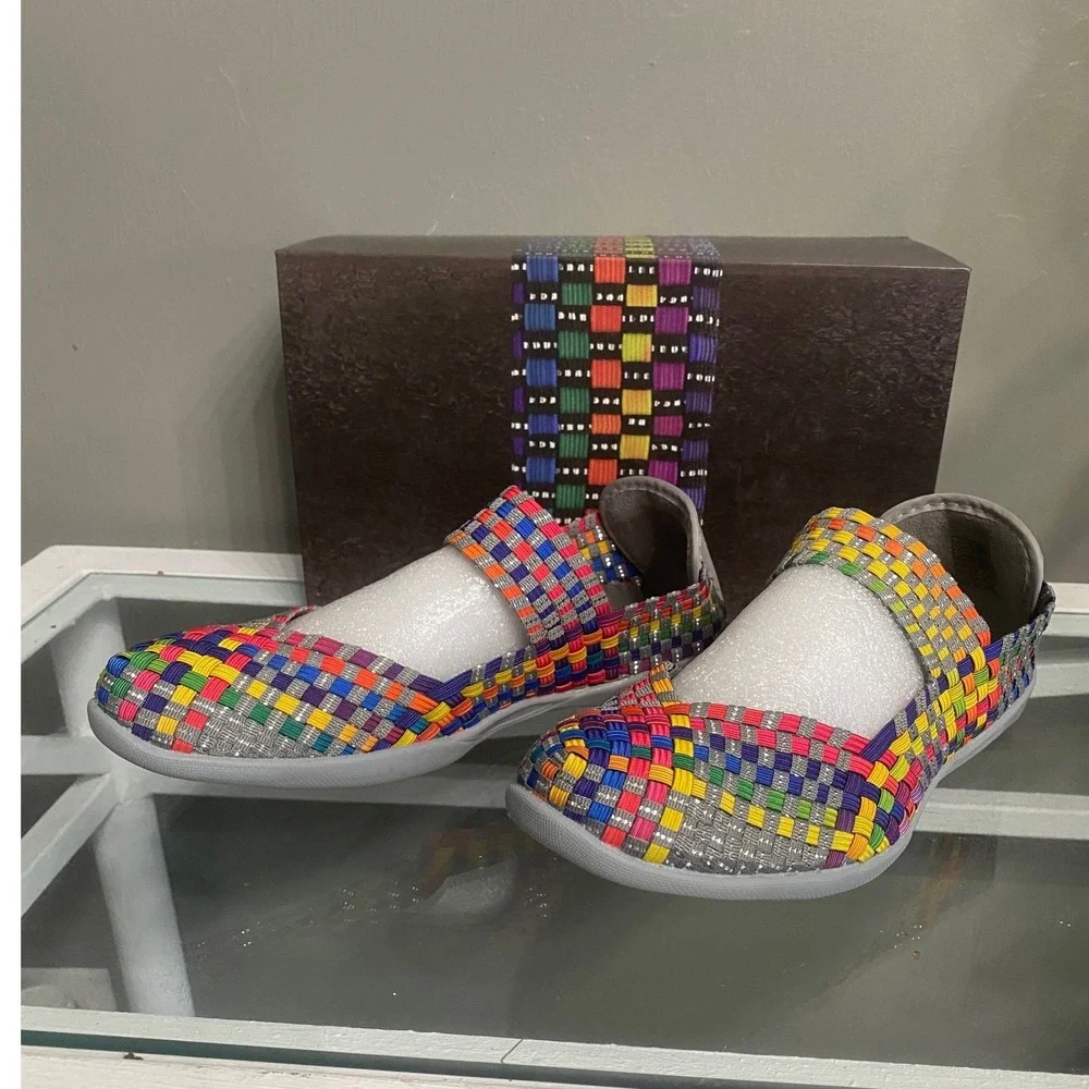 Bernie Mev Cuddly Multi Color Woven Mary Jane Memory Foam Flats Size 40